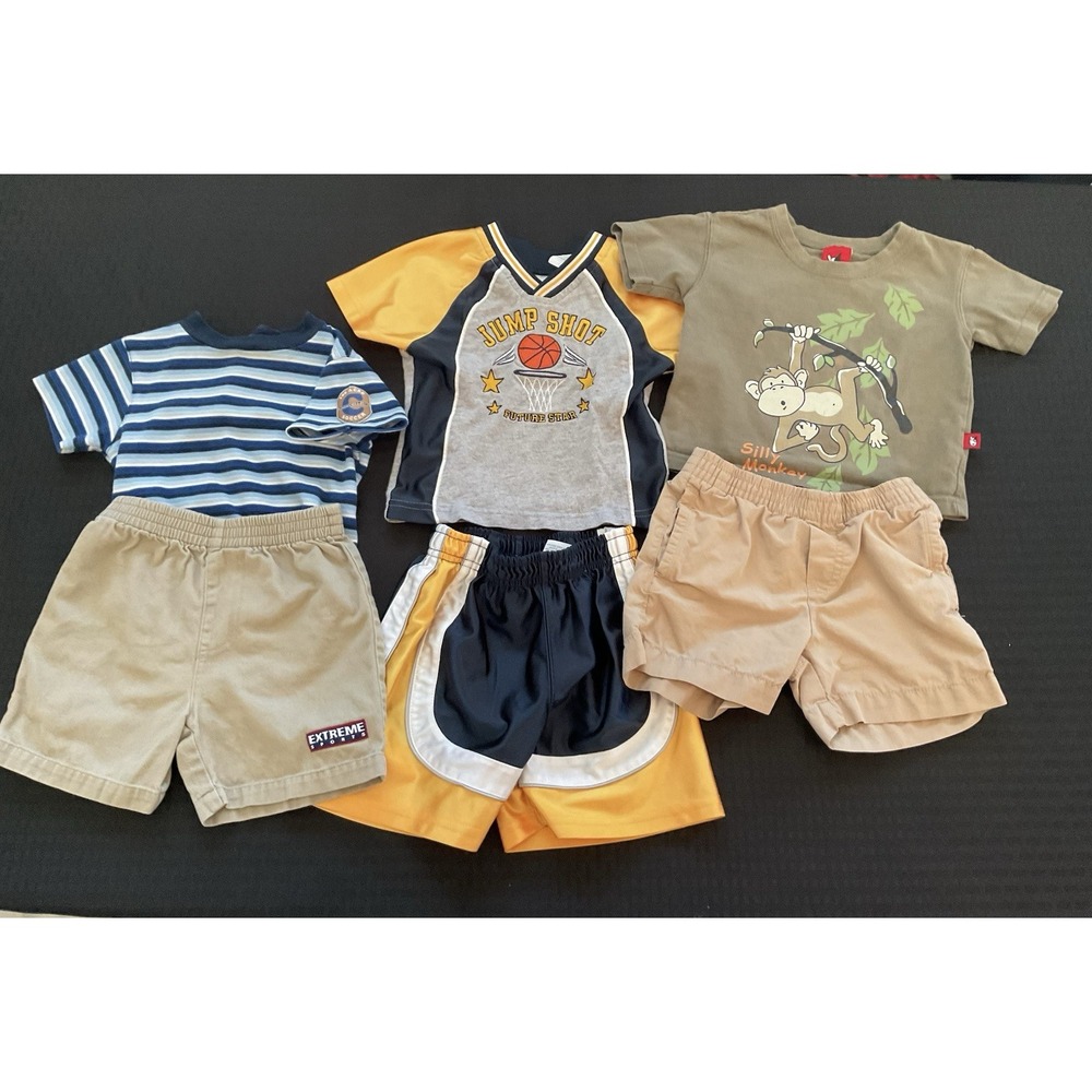Lot of 6 Boys 12 Month Boys‎ Clothing Outfits 6 Pieces, 3 Shirts & 3 Shorts